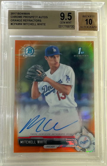 Mitchell Mitch white  2017 bowman chrome 1st auto autograph Orange refractor  bgs 9.5 10 #/25