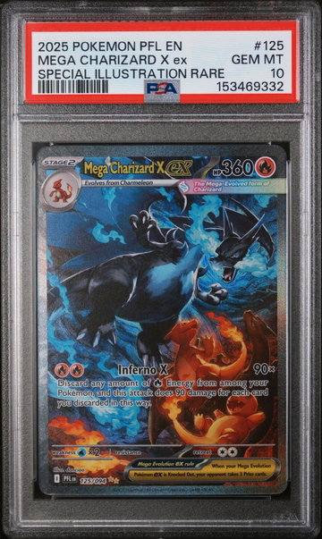 2025 Pokemon Mega Evolution Phantasmal Flames Special Illustration Rare Mega Charizard X Ex #125 PSA 10