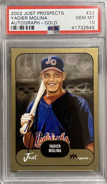 2002 Just Prospects Yadier Molina Autograph Gold RC #22 PSA 10 Gem Mint *pop 1