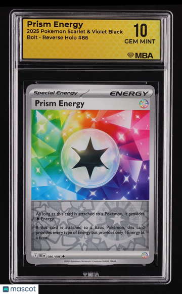 2025 Pokemon Scarlet & Violet Black Bolt Prism Energy Reverse Holo MBA 10 #86