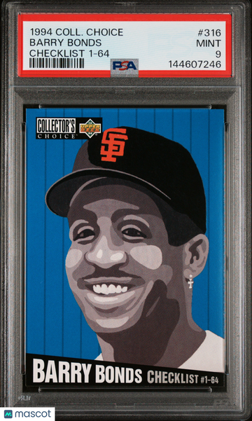 1994 Collector's Choice Barry Bonds #316 Checklist 1 64 PSA 9