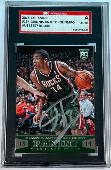 2013 Giannis Antetokounmpo Rookie Auto - Panini #194 SGC Auth Autograph