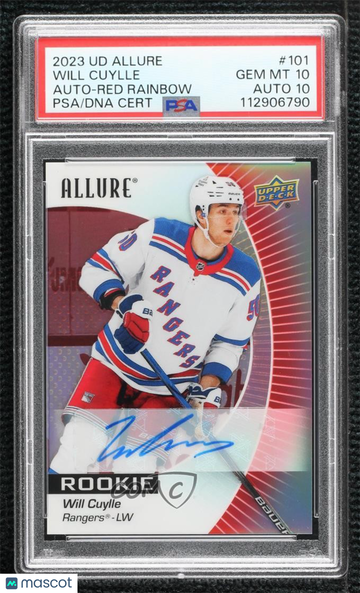 2023-24 Upper Deck Allure Will Cuylle #101 Red Rainbow Autographs Parallel/Variety Rookie Base Set PSA 10 Auto 10