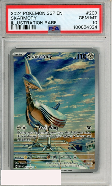 2024 POKEMON SSP EN-SURGING SPARKS SKARMORY #209 ILL RARE PSA 10