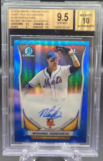 Michael Conforto 2014 Bowman Chrome Blue Refractor Auto #/150 BGS 9.5