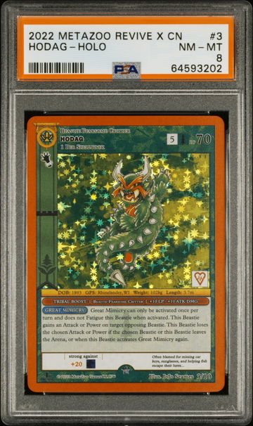 🐲🧨 2022 Metazoo X Revive 3/10 HODAG--HOLO 🛹🚨Non-Redeemable /150 PSA 8 PROMO