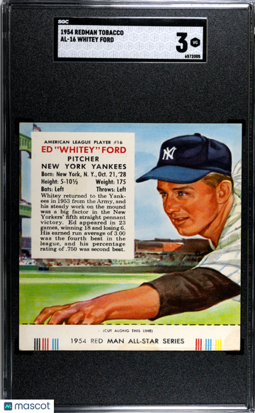 1954 Redman Tobacco Whitey Ford #AL-16 SGC 3