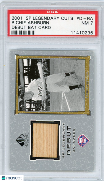 2001 SP Legendary Cuts Debut Bat Cards Richie Ashburn #D-RA PSA 7
