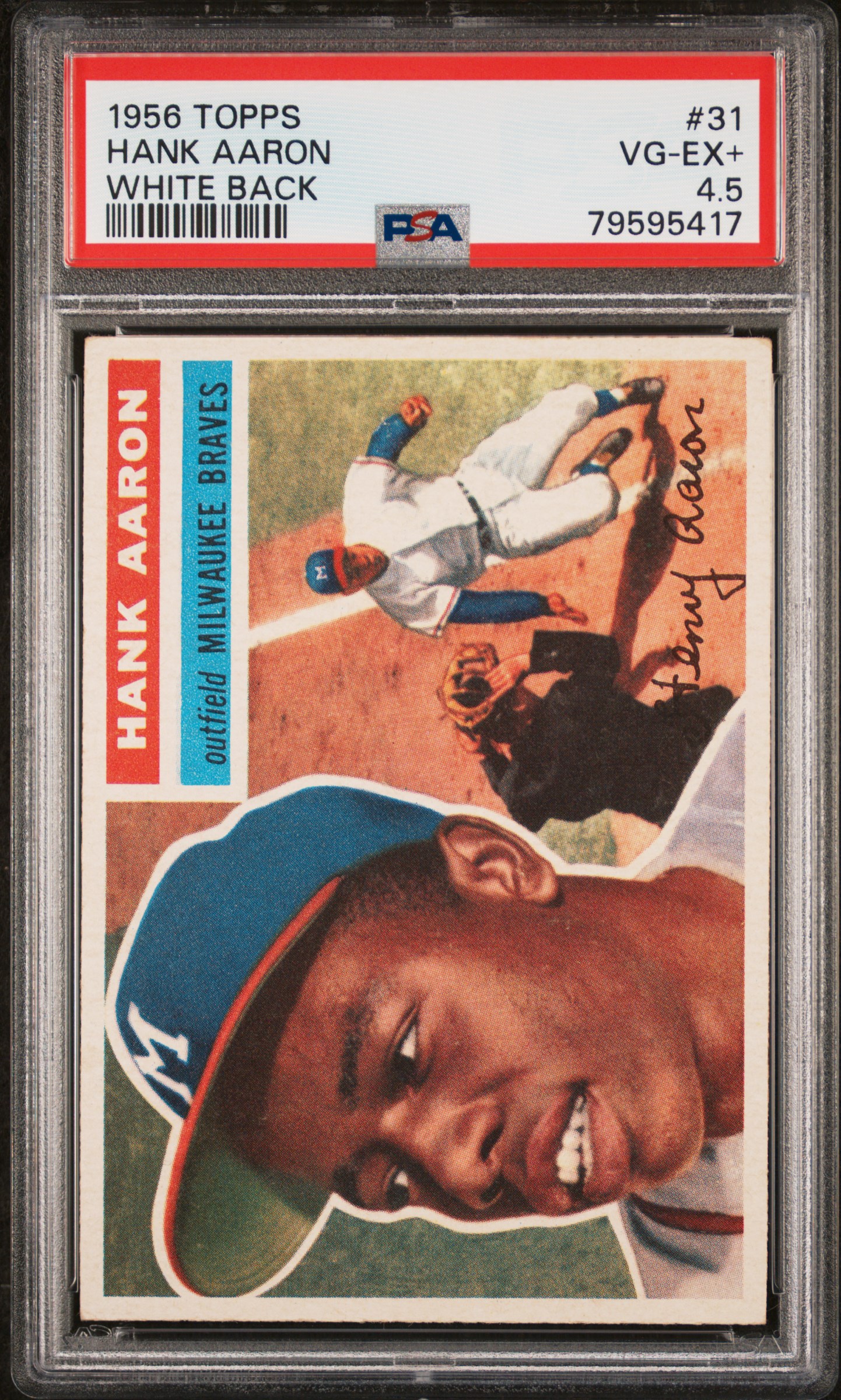 1956 Topps  #31 Hank Aaron White Back PSA 4.5