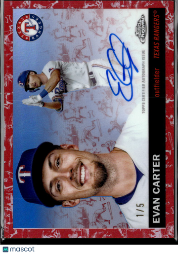 2025 Topps Chrome Platinum Baseball Evan Carter Autograph Trading Card MLB Red Refractor /5