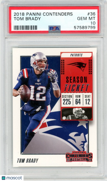 2018 Panini Contenders Tom Brady #36 PSA 10