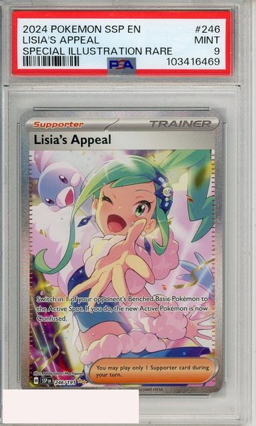 2024 POKEMON SSP EN-SURGING SPARKS LISIAS APPEAL #246 SIR PSA 9 MINT