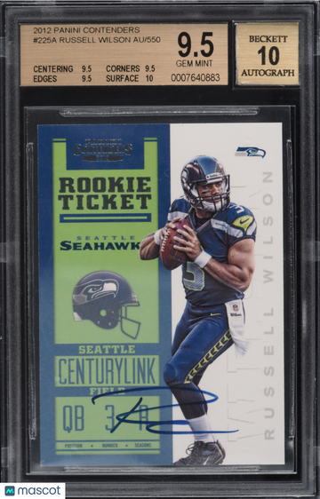 2012 Panini Contenders Russell Wilson #225A /550 AUTO Rookie AU BGS 9.5 Auto 10
