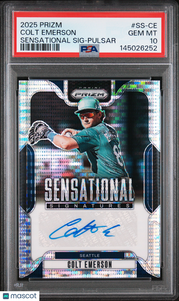 2025 Panini Prizm Colt Emerson #SS-CE Sensational Signatures Pulsar /199 Autograph Parallel/Variety Rookie Insert PSA 10