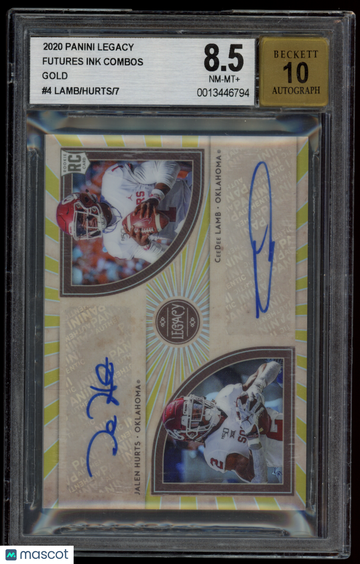 Graded 2020 Panini Legacy Football Card Gold #4 Jalen Hurts CeeDee Lamb BGS 8.5 Auto 10 5/7