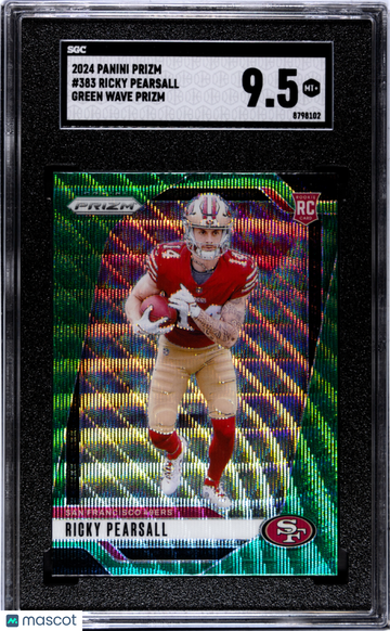 2024 Panini Prizm Ricky Pearsall Green Wave Rookie #383 SGC 9.5 San Francisco 49ers