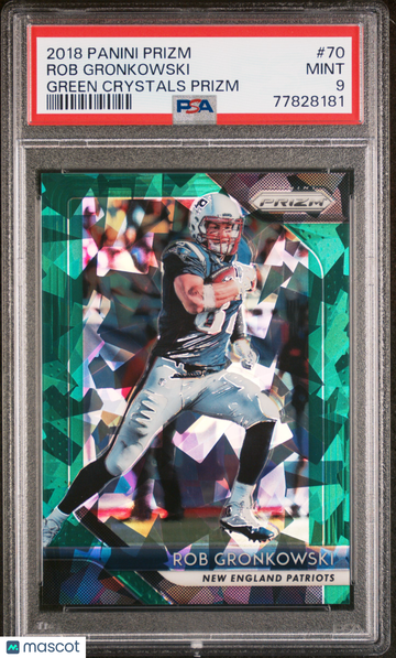 2018 Panini Prizm Rob Gronkowski #70 Green Crystals /75 PSA 9