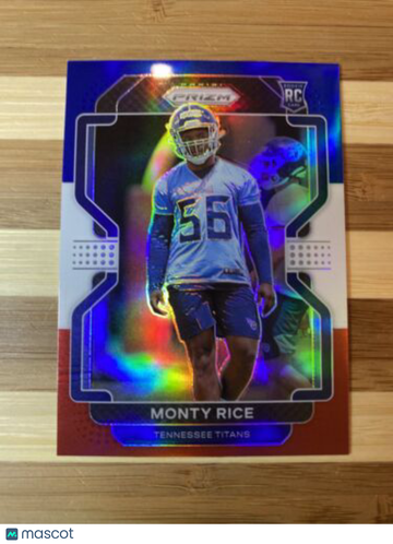 🔥2021 Panini Prizm Monty Rice ROOKIE RC Red White Blue Parallel #420 Titans