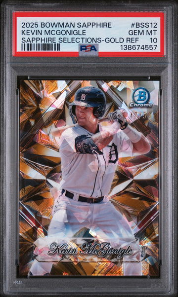 2025 Bowman Sapphire Edition Sapphire Selections Gold Refractor Kevin Mcgonigle #BSS12 /50 PSA 10
