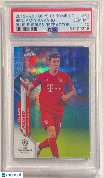 2019 Topps Chrome UEFA Champions League Benjamin Pavard #61 Blue Bubbles Refractor PSA 10