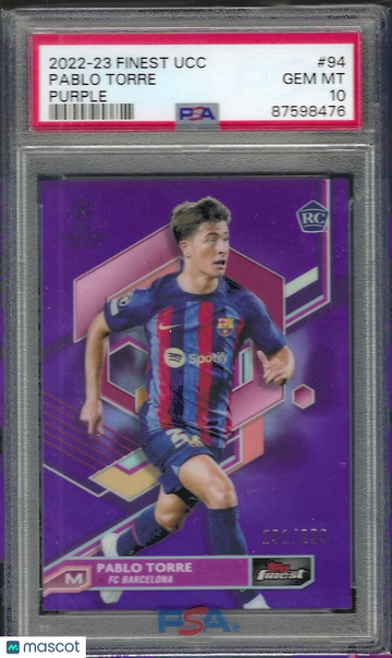2022-23 Topps Finest UEFA Club Competitions Pablo Torre #94 Purple Refractor PSA 10