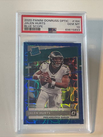 2020 Jalen Hurts Donruss Optic Blue Scope Prizm PSA 10