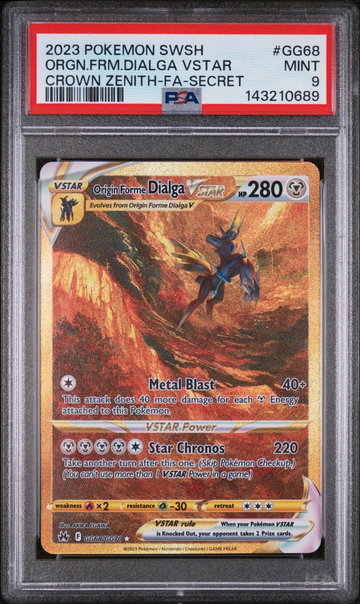 2023 Pokemon Sword and Shield Crown Zenith Galarian Gallery Secret Rare Origin Forme Dialga Vstar #GG68 PSA 9