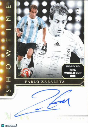 2025 Panini Noir Road to FIFA World Cup 26 Showtime Pablo Zabaleta #SS-PZ /99