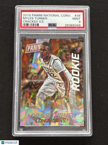 2015 Panini Father's Day Myles Turner #38 Cracked Ice Rookie PSA 9