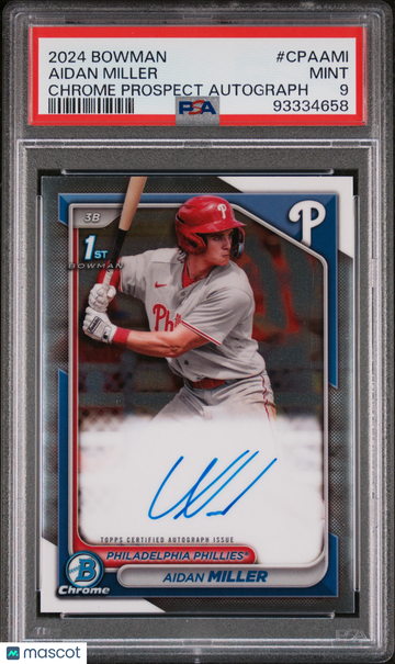 2024 Bowman Chrome Prospect Autographs Aidan Miller #CPAAMI PSA 9