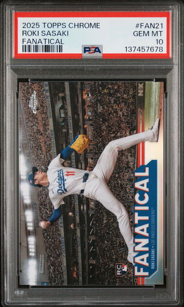 2025 Topps Chrome Roki Sasaki #FAN-21 PSA 10