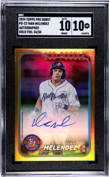 2024 Topps Pro Debut Gold Foil Ivan Melendez #PD-22 Auto /50 SGC 10 Auto 10