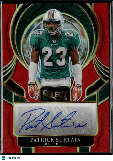 Patrick Surtain 2026 Panini Select Prizm Auto Red /75 Miami Dolphins