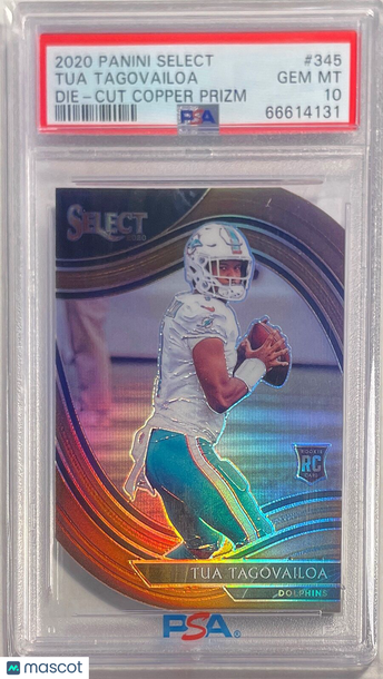 2020 Panini Select Tua Tagovailoa #345 Die Cut Copper Prizm PSA 10