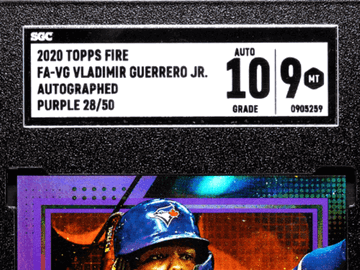 2020 Topps Fire Vladimir Guerrero JR. #FA-VG Autograph Purple SGC 9 Auto 10
