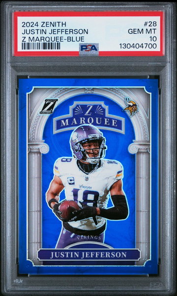 2024 Panini Zenith Z Marquee Blue Justin Jefferson #28 /25 PSA 10