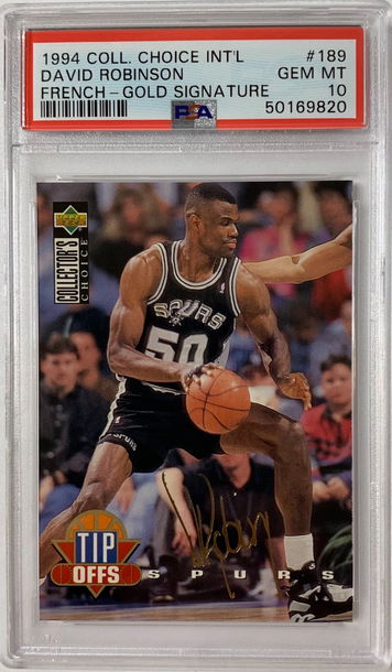 1994 Collector's Choice International David Robinson French - Gold Signature PSA 10 Gem Mint #189
