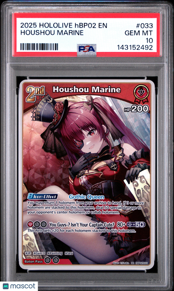 2025 Hololive Official Card Game Hbp02-Quintet Spectrum Houshou Marine PSA 10 #033
