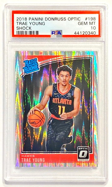 2018-19 Panini Donruss Optic Trae Young #198 Shock Prizm Rated Rookie PSA 10