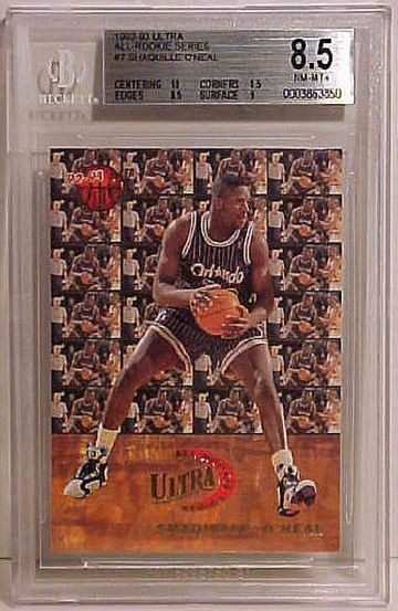 1992-93 ULTRA ALL ROOKIE SERIES #7 SHAQUILLE O'NEAL ROOKIE BGS 8.5 NM-MT+