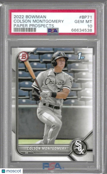 2022 Bowman Paper Prospects Colson Montgomery #BP71 PSA 10