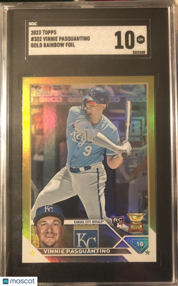 Vinnie Pasquantino 2023 Topps Gold Rainbow Foil RC #302 SGC 10 Gem Mint Royals