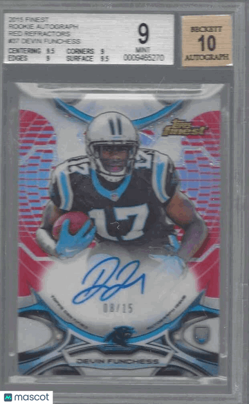 2015 Finest Rookie Autograph Red Refractors Devin Funchess #37 BGS 9 Auto 10