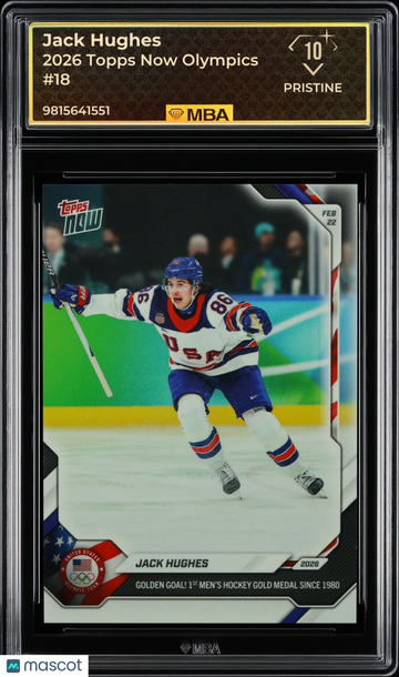 2026 Topps Now Olympics Jack Hughes #18 MBA 10