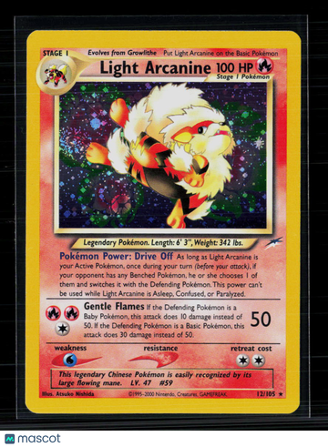 2002 Neo Destiny Light Arcanine Holo Rare #12/105