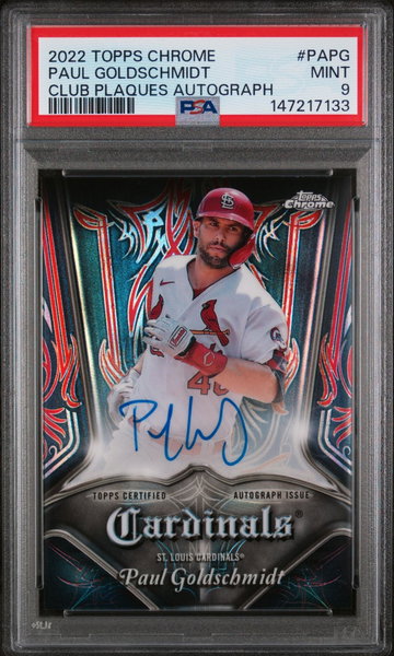 2022 Topps Chrome Pinstriped Autographs Paul Goldschmidt #PAPG /99 PSA 9