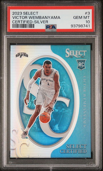 2023 PANINI SELECT VICTOR WEMBANYAMA CERTIFIED SILVER #3 PSA 10
