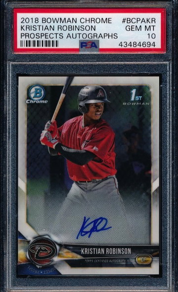 Kristian Robinson 2018 Bowman Chrome RC Auto PSA 10