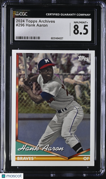 2024 Topps Archives Hank Aaron #296 CGC 8.5