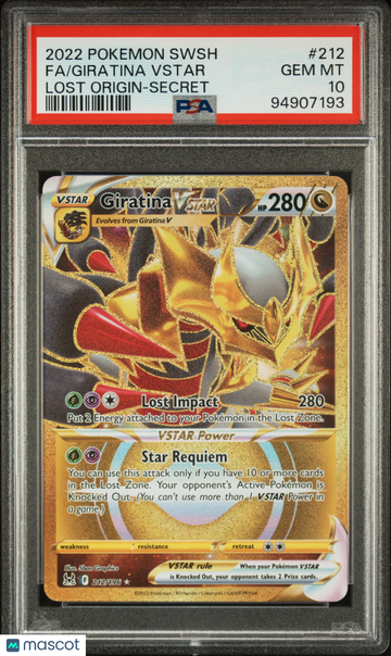 2022 Pokemon Sword & Shield Lost Origin Giratina VSTAR Lost Origin-Secret Fa PSA 10 #212